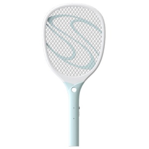 Paleta Electrica pentru Tantari, Muste sau Insecte LED, Flippy, Reincarcabila, Incarcare USB, Plastic, Casa si Gradina, Anti-insecte, Alb-Albastru - Img 1
