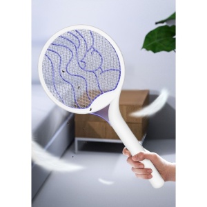 Paleta Electrica pentru Tantari, Muste si Tantari 2in1, Flippy, Reincarcabila, Incarcare USB, 2600V, Plastic, Casa si Gradina, Anti-insecte, Stand, 23x51 cm, Alb - Img 6