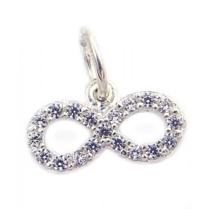 Pandantiv, Jolie Silver, Argint 925, Model Infinit cu Pietre, Model Random, Zirconii, 10 x 12 mm, 0.6 g - Img 1