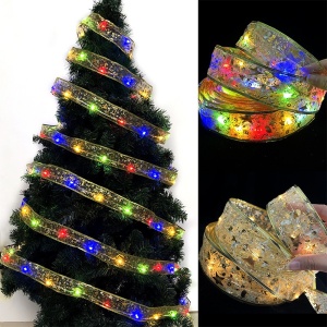 Panglică LED de Crăciun Flippy Aurie, lungime 20 m , 200 LED-uri, Baterii, Multicolor - Img 1