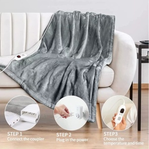 Patura Cu Incalzire Electrica, Flippy, 135 W, 180x130 cm, 6 Trepte De Incalzire, Flanel, Gri - Img 6