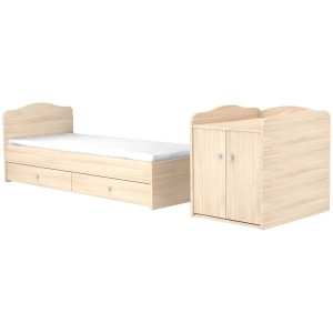 Patut copii transformabil din lemn cu 2 sertare Hubners Eva Maxi Kombi 120x70 cm natur - Img 4