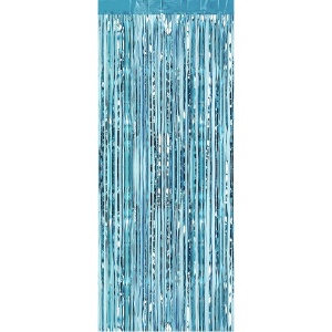 Perdea Franjurata, Flippy, Model Decor Petrecere, pentru Fundal de Poze, Amenajare Colorata a Petrecerii, Dimensiune 100x200 cm, Albastru Deschis