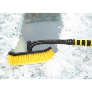 Perie de Zapada cu Racleta pentru Masina, Flippy, Multifunctionala, Rotativa, Demontabila, cu Maner Antiderapant, Aluminiu, Plastic, Fragmentarea Ghetii de pe Parbriz, Solutia pentru Iarna, pentru Dezghetare, 54x10.5x27 cm, Galbena - Img 5