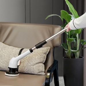 Perie Electrica de Curatare, Flippy, pentru Gresie, Baie, Bucatarie, 25x20x9.5 cm, cu 6 Capete, Maner Extensibil Detasabil 84-127cm, Incarcare USB-Type C, Rotire 360 de Grade, 3000 mAh, Culoare: Alb - Img 9