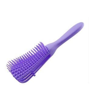Perie Flexibila, Flippy, pentru Descurcat Par Cret/Umed si Uscat, 8 Brate Mobile, din TPE, 24.5 x 4.5 x 2 cm, Mov - Img 6