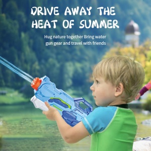 Pistol cu Apa pentru Copii, Rezervor, Pentru Piscina/Plaja, Flippy, 6ani+, 4 duze, Albastru, 1500ML - Img 2