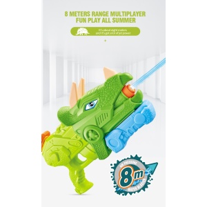 Pistol cu Apa pentru Copii, Rezervor, Pentru Piscina/Plaja, Flippy, 6ani+, Triceratops, 3 duze, Verde, 640ML - Img 5