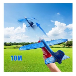 Pistol cu Lansator de Avion, Flippy, din Polistiren+Plastic, +3 Ani, Avion 24 cm, Lansare 10 m, cu Lumini, Rosu/Albastru - Img 3