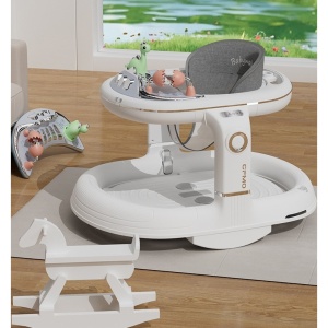 Premergator 4in1, Flippy, Antemergator, Balansoar, Scaun de Masa, Functie Muzicala, din ABS, Roti Universale, Inaltime Reglabila, Sistem Antirasturnare, Greutate Portanta 25 kg, +6 Luni, Alb - Img 4