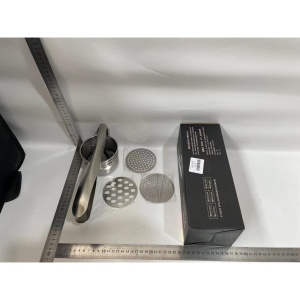 Presa pentru Fructe si Legume, Flippy, Zdrobitor Manual, Inox, 3 Discuri Interschimbabile, Usor de Stors si de Curatat, Ergonomic, Argintiu - Img 2