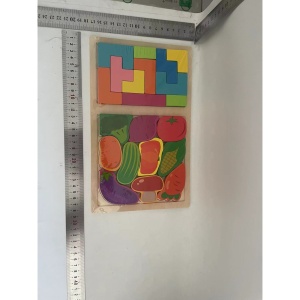 Puzzle Montessori din Lemn pentru Copii, Flippy, Tip Tetris 2in1 +3 Ani, cu Legume Colorate 3D, Educativ, Intuitiv, Creativ, 21 de Piese, 28.5x17x1.2 cm, Multicolor - Img 2