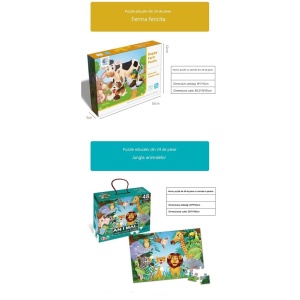 Puzzle pentru copii, jungla cu animale, 48 de piese - Img 4