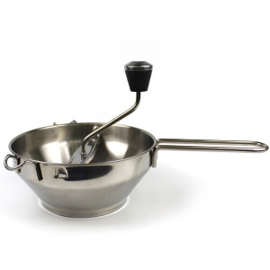 Rasnita Manuala pentru Fructe, Flippy, din Otel Inoxidabil, Macinare Alimentelor pentru Bebelusi, 3 Discuri de Macinat, Presa, pentru Tocat Cartofi, 19x20x33 cm, Argintiu - Img 5
