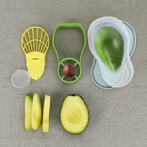 Recipient de Depozitare Avocado 5in1, Flippy, Etans, pentru Frigider, din Plastic, Dispozitiv de Taiat, Curatat, Feliat, 14x4x7 cm, Verde - Img 5
