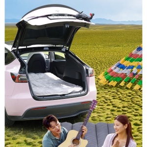 Saltea Speciala de Calatorie, Flippy, Tesla Model Y / 3, pentru Camping, Portbagaj, Spate, pentru Dormit in Aer Liber, Geanta si Perna Incluse, Gri - Img 3