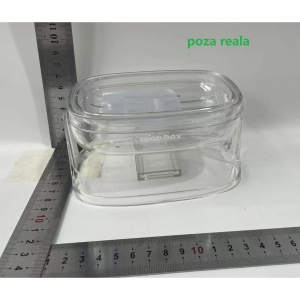 Savoniera cu Suport 2 in 1, Flippy, Pentru Perete sau Blat, PET, Scurgere Optima, Argintiu Transparent - Img 2