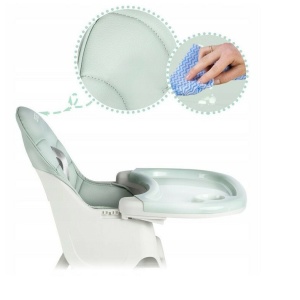 Scaun de Masa pentru Bebelusi si Copii, Flippy, cu Roti, Telescopic, Pliabil, Masuta Reglabila, Suport Picioare, Scaun cu Invelis Piele Artificiala, Centura Siguranta, Spatiu Depozitare, 97x73x65 cm, Verde - Img 6