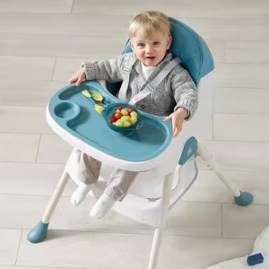 Scaun de Masa Pliabil 3in1, Flippy, Reglabil, Multifunctional, 3 Pozitii, Masuta si Husa Detasabile, Centura de Siguranta, Albastru - Img 5