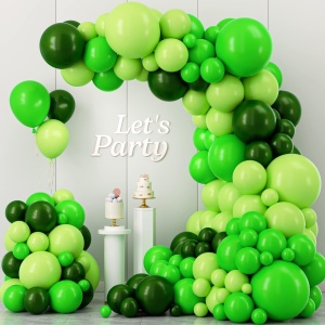 Set 10 Baloane din Latex, Flippy, Model Party, 30 cm, Verde Diferite Nuante, 2.8 g - Img 4