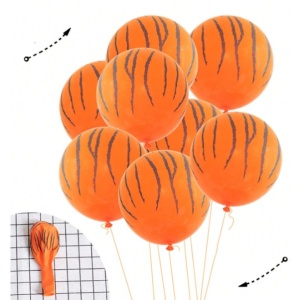 Set 10 Baloane din Latex, Flippy, Model Party Animal Print, 3x Portocaliu, 3x Galben, 4x Alb, 23 cm, 1.4g - Img 5