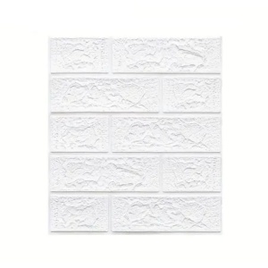 Set 10 Placi Tapet 3D, Flippy, 35 x 38 cm, Grosime 3 mm, din Polietilena, Model Caramida, Suprafata acoperita 1.33 mp, Alb - Img 1
