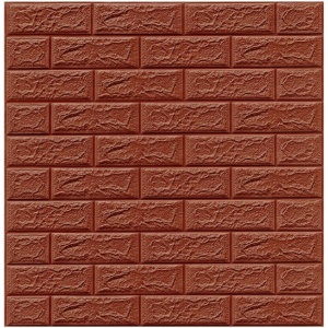 Set 10 Placi Tapet 3D, Flippy, 70 x 77 cm, Grosime 3 mm, din Polietilena, Model Caramida, Suprafata acoperita 5.3 mp, Maro - Img 3