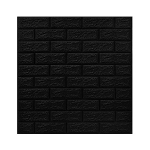 Set 10 Placi Tapet 3D, Flippy, 70 x 77 cm, Grosime 3 mm, din Polietilena, Model Caramida, Suprafata acoperita 5.3 mp, Negru - Img 1