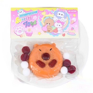 Set 12 Jucarii Antistres Squishy, Flippy, cu Revenire Lenta, Forma de Biscuite Rotund, Model Capybara, 7x6.5 cm, 55g, Ambalaj Transparent, Maro - Img 6