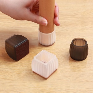 Set 16 Protectii pentru Picioare Scaun si Podea, Flippy, Universale din Silicon, Model Patrat, Alb Transparent - Img 5