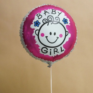 Set 2 Baloane din Folie Metalizata, Flippy, Figurine Inima si Cerc, Tema Botez Fetita, 45 cm, Ambalaj Individual, Pai Inclus, Umflare cu Aer sau Heliu, Roz - Img 5