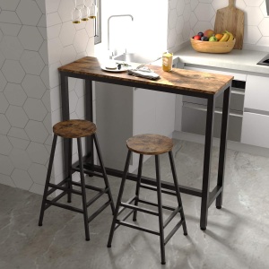 Set 2 scaune bar Hogland, negru si stejar antichizat, 40x40x71 cm - Img 2