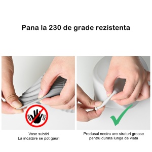Set 2 tavi din silicon ecologic pentru air fryer Flippy, temperatura maxima 230 grade, reutilizabile, reciclabile, cu manere anti-alunecare, fund antiaderent, 18.7 x 19.5 x 7 cm, gri - Img 3
