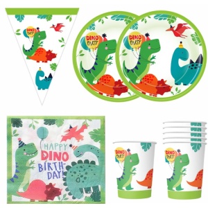 Set 20 de Servetele de Masa Happy Birthday, Flippy, Model Dinozauri, Tematica Aniversare, 33x33 cm, Verde - Img 4