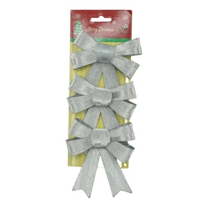 Set 3 fundite pentru brad, Argintii, 10 x 11 cm, din poliester, Flippy