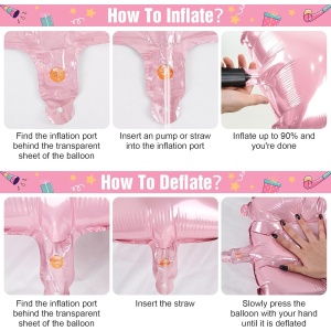 Set 4 Baloane din Folie Metalizata, Flippy, Figurine Litere, Model Scris Love, Tema Iubire, 80 cm, Ambalaj Individual, Pai Inclus, Umflare cu Aer sau Heliu, Roz - Img 2