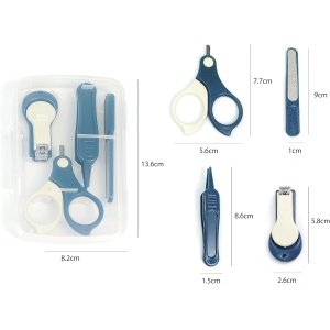 Set 4in1 de Ingrijire Unghii pentru Bebelusi, Flippy, Cutie de Depozitare Transparenta, 0-6 Ani, 13.6x8x2 cm, Albastru Marin - Img 3