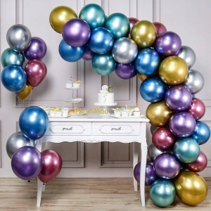 Set 50 Baloane din Latex Chrome, Flippy, Model Party, 23 cm, Multicolor, 2.2 g - Img 2