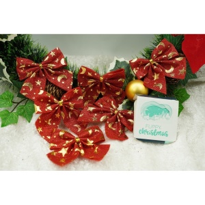 Set 6 fundite pentru brad, Rosii, cu stelute , 8 x 8 cm, din poliester, Flippy - Img 4
