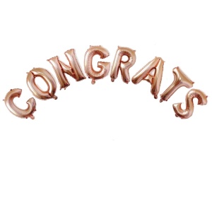 Set 8 Baloane din Folie Metalizata, Flippy, Model Scris Congrats, Litere de 40 cm, Tema Absolvire, Baloane Party, Ambalaj Individual, Pai Inclus, Umflare cu Aer sau Heliu, Roz - Img 1