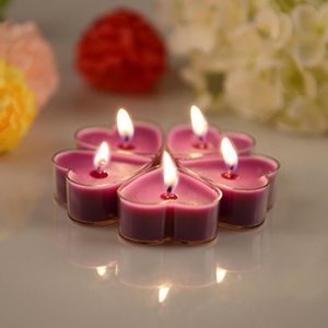Set 9 Lumanari in Forma de Inima, Flippy, pentru Ziua Indragostitilor, Aroma de Lavanda, Ardere 3.5 h, din Parafina, 4 x 2 cm, Mov - Img 3