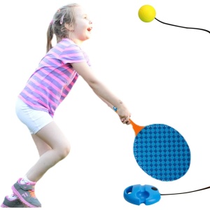 Set Badminton pentru Copii, Flippy, Doua Palete, Fluturas, 2 Mingi, Minge cu Elastic pentru Antrenament, Suport de Prindere Stabil, 41x23 cm, Albastru Portocaliu - Img 7