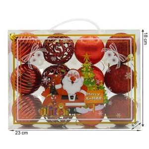 Set de 12 ornamente de brad, Flippy, de tip Glob, Rosu, din polistiren, cu finisaj sclipitor , cutie 6 cm adancime x 23 cm lungime x 18 cm inaltime - Img 11