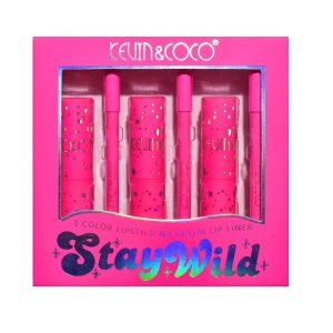 Set de Buze, KEVIN & COCO, Stay Wild, 3 Lip Stick-uri si 3 Creioane de Buze, 16.1 x 16 x 2.6 cm, Nuante Calde - Img 6