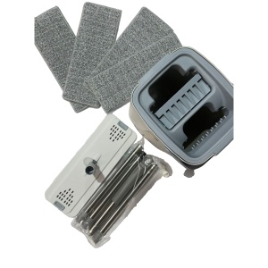 Set de Curatenie, Flippy, Mop si Galeata, Capacitate 5.7 l, 4 Rezerve Microfibra Incluse, Plastic, Utilizare Umeda/Uscata, Stoarcere Fara Maini, Albastru/Alb - Img 10