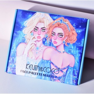 Set de Machiaj Kevin&Coco, 30 de Culori, Farduri de Pleoape, Iluminatoare Lichide, Lip Gloss-uri, Blush, Glitter, Model Regina Ghetii, 24.5x21.2x8.7 cm, Multicolor - Img 2
