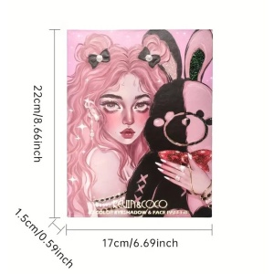 Set farduri 2 in 1 Kevin&Coco, paleta 62 nuante, mini paleta iluminator tip carte, rezistenta ridicata, 22 x 17 cm, 430 g, multicolor - Img 8