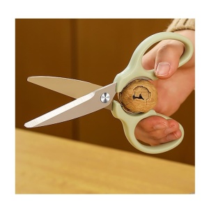 Set foarfeca pentru bucatarie Flippy, curatator legume tip suport, multifunctional, spargator nuci, material ABS si otel inoxidabil, maner ergonomic, 16.8 x 7.8 x 1 cm, verde - Img 2