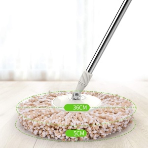 Set Galeata si Mop Rotativ 360°, Flippy, Cu Dubla Actiune Centrifuga, Pentru Uz Casnic, Maner din Otel Inoxidabil Telescopic, 2 Capte din Bumbac, 46x27x29 cm, Roz - Img 2