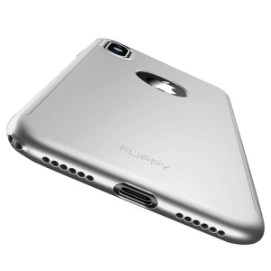 Set Husa si Folie de Protectie, Flippy, Compatibila cu Apple iPhone X, Full Cover 360°, Plastic + Sticla, Argintiu - Img 2